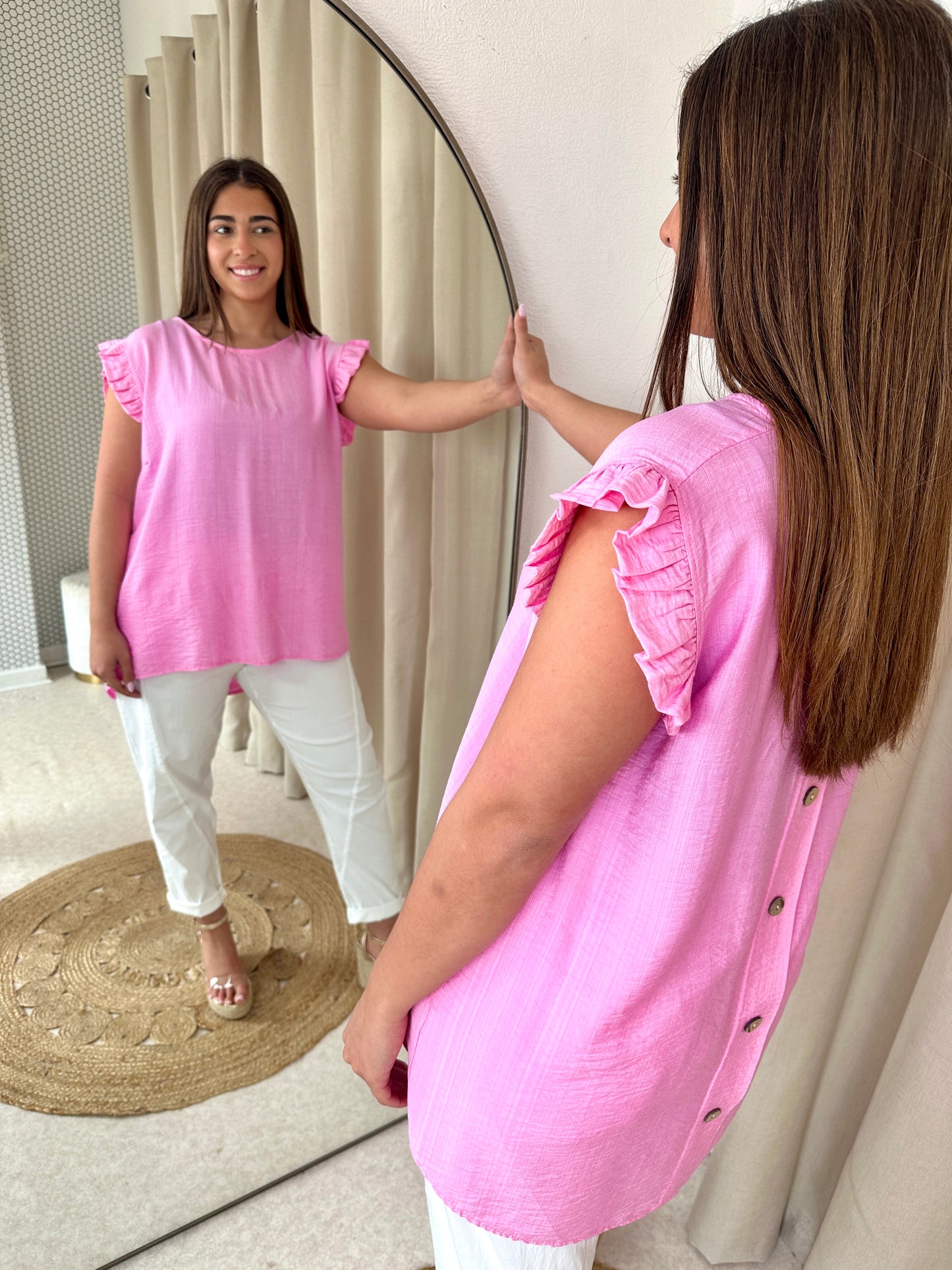 BUTTONED BACK